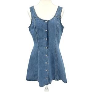 Vintage GUESS Denim Chambray Halter Dress Button Front Romper Juniors Size 7 80s